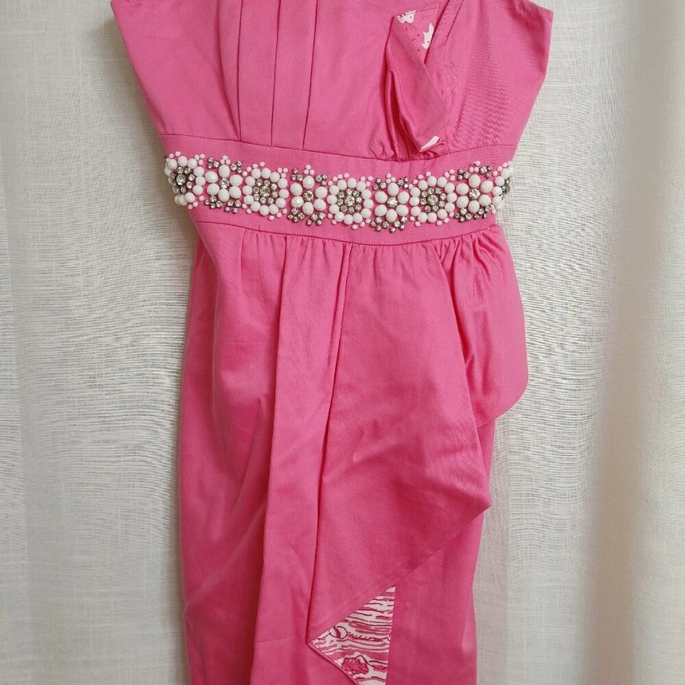 Lily Pulitzer Crystal Hotty Pink Strapless Mini Dress W/Empire Waist -Size: 0